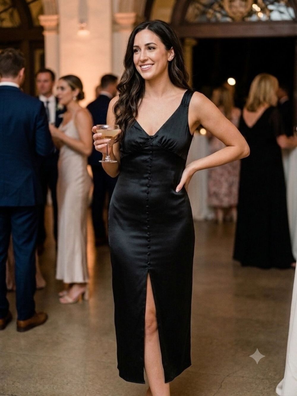 Commense Satin Midi Dress
